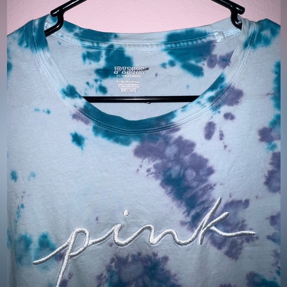 PINK Tie-Dye Crewneck Tee in Teal & Lavender - Picture 7 of 7